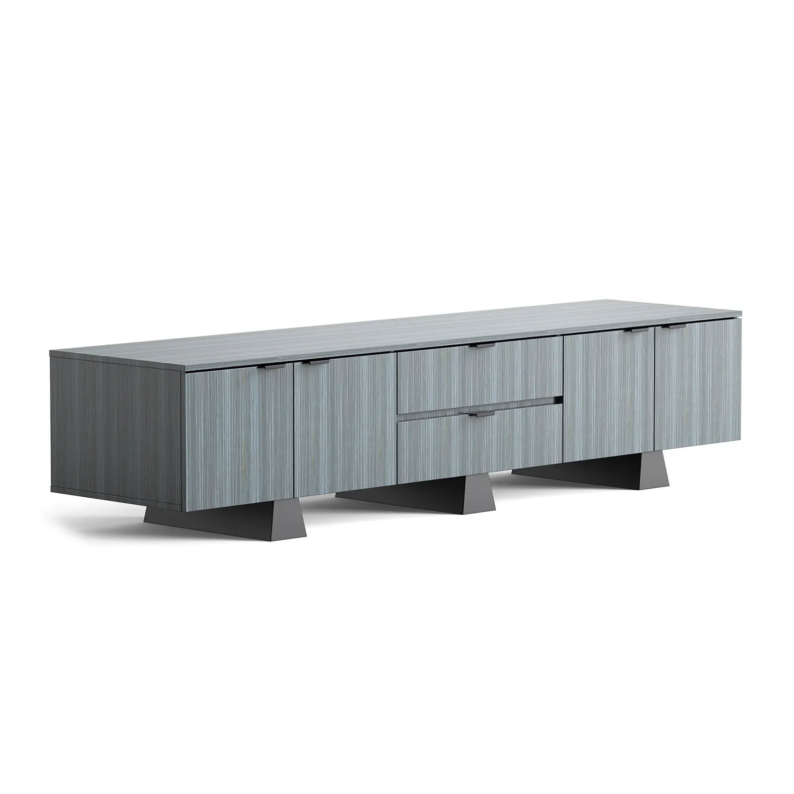 Extra Large Gray Enclosed Cabinet with Block Feet