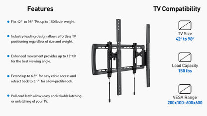 Large Extend &amp; Tilt TV Mount 42"-98" TVs