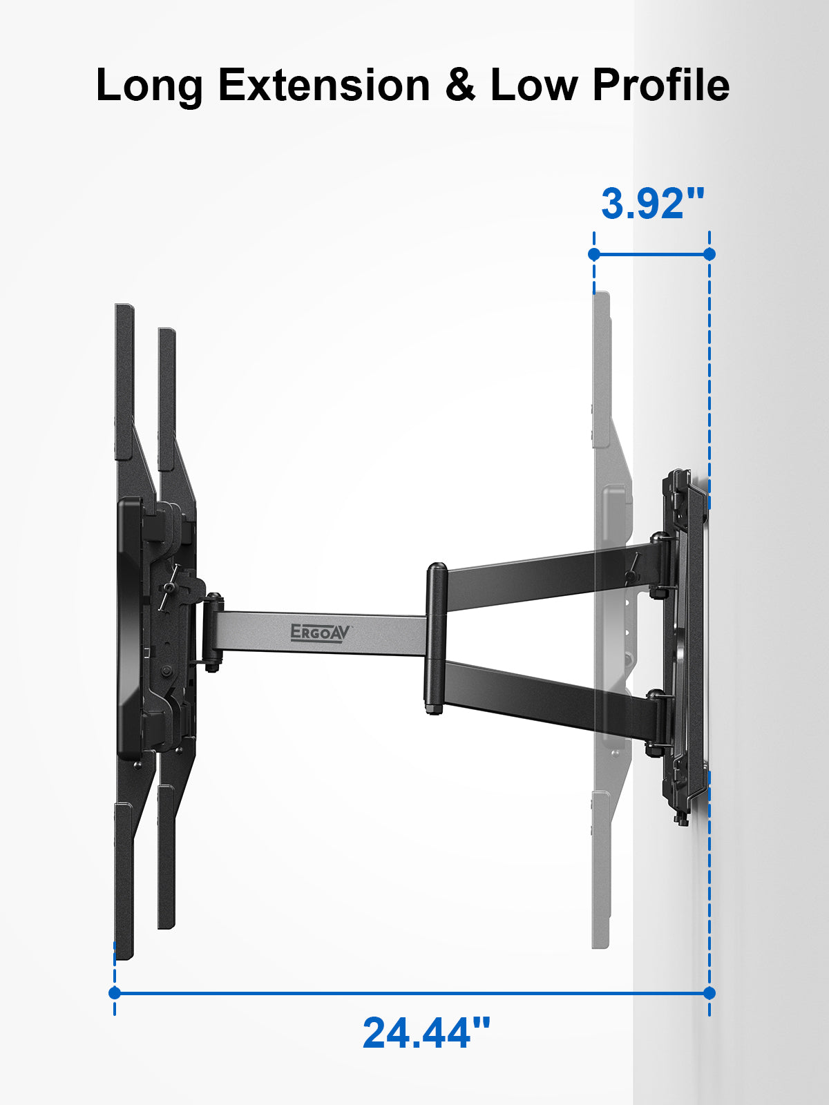 Motion Mount with Dual Arms for TVs 49